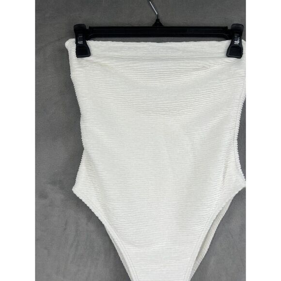 Rumer Rosa Bodysuit Size Small White Ribbed Strapless - Picture 4 of 9